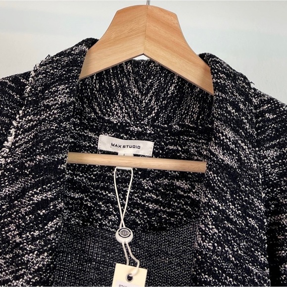 NWT Maxi Studio Shawl Collar Tweed Open Front Cardigan Sweater - Picture 5 of 7